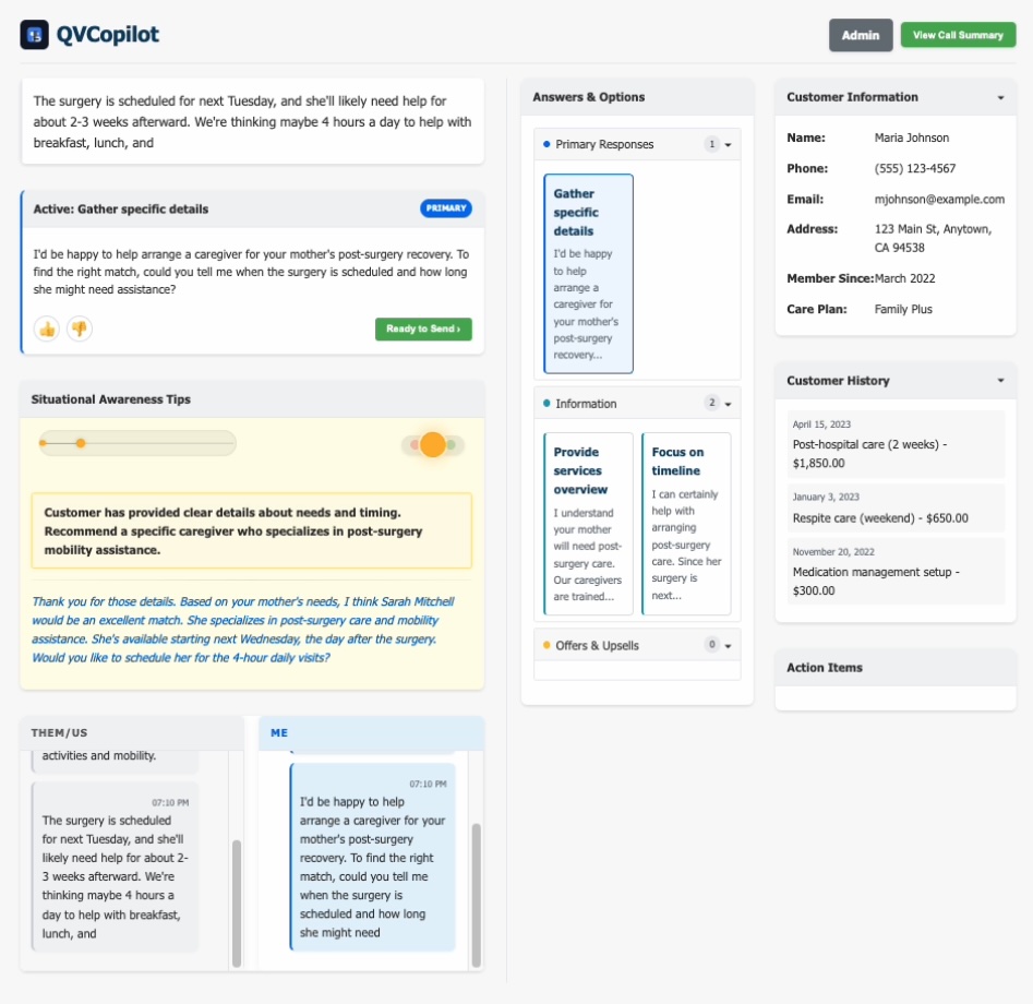 QV Copilot dashboard showing analytics and intelligent insights